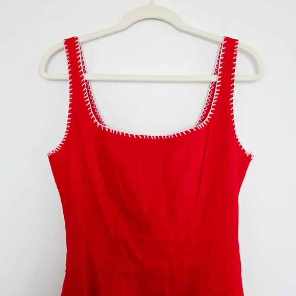 Avec Les Filles Red w/ White Contrast Stitch Mini Dress Sleeveless Size XL - Picture 6 of 10